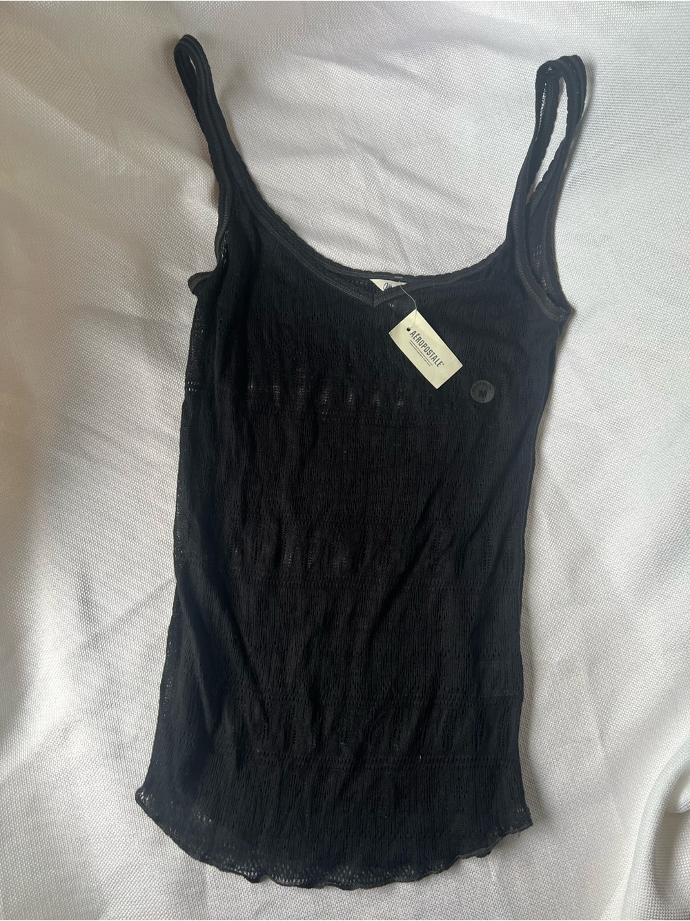 NWT Y2K Aeropostale Black Lace-Detail Sheer Cami Tank Medium